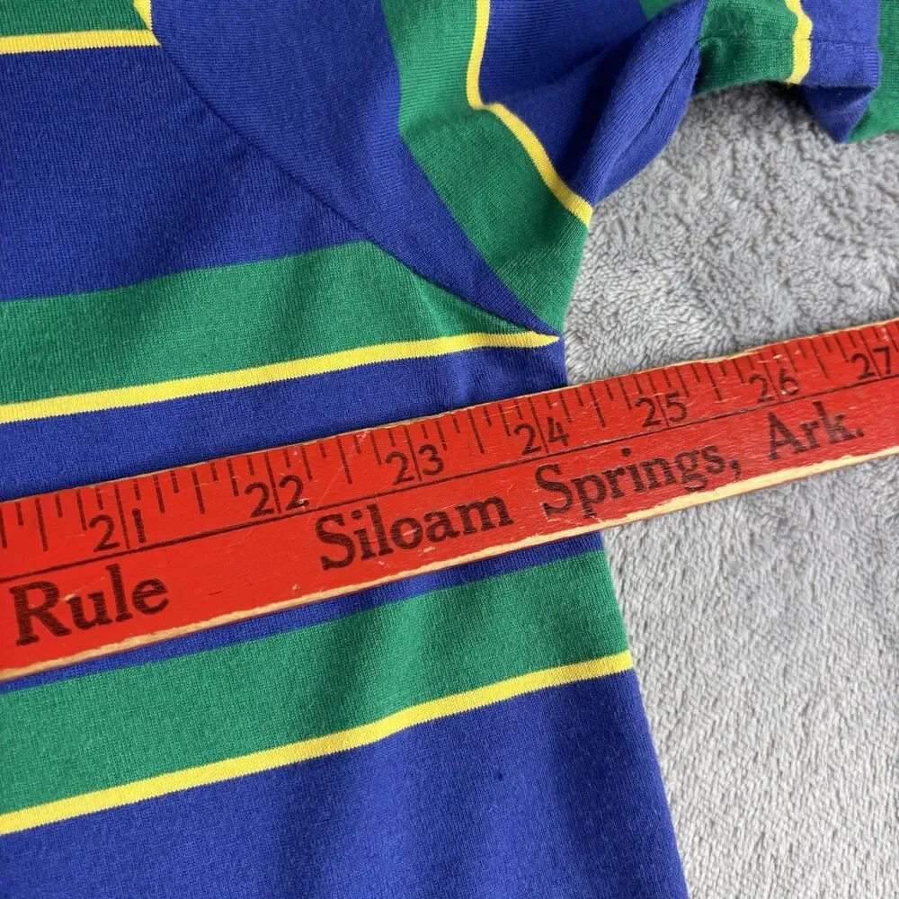 Polo Ralph Lauren Shirt Mens  XL Blue‎ Green Color Block 100% Fine Cotton Crest